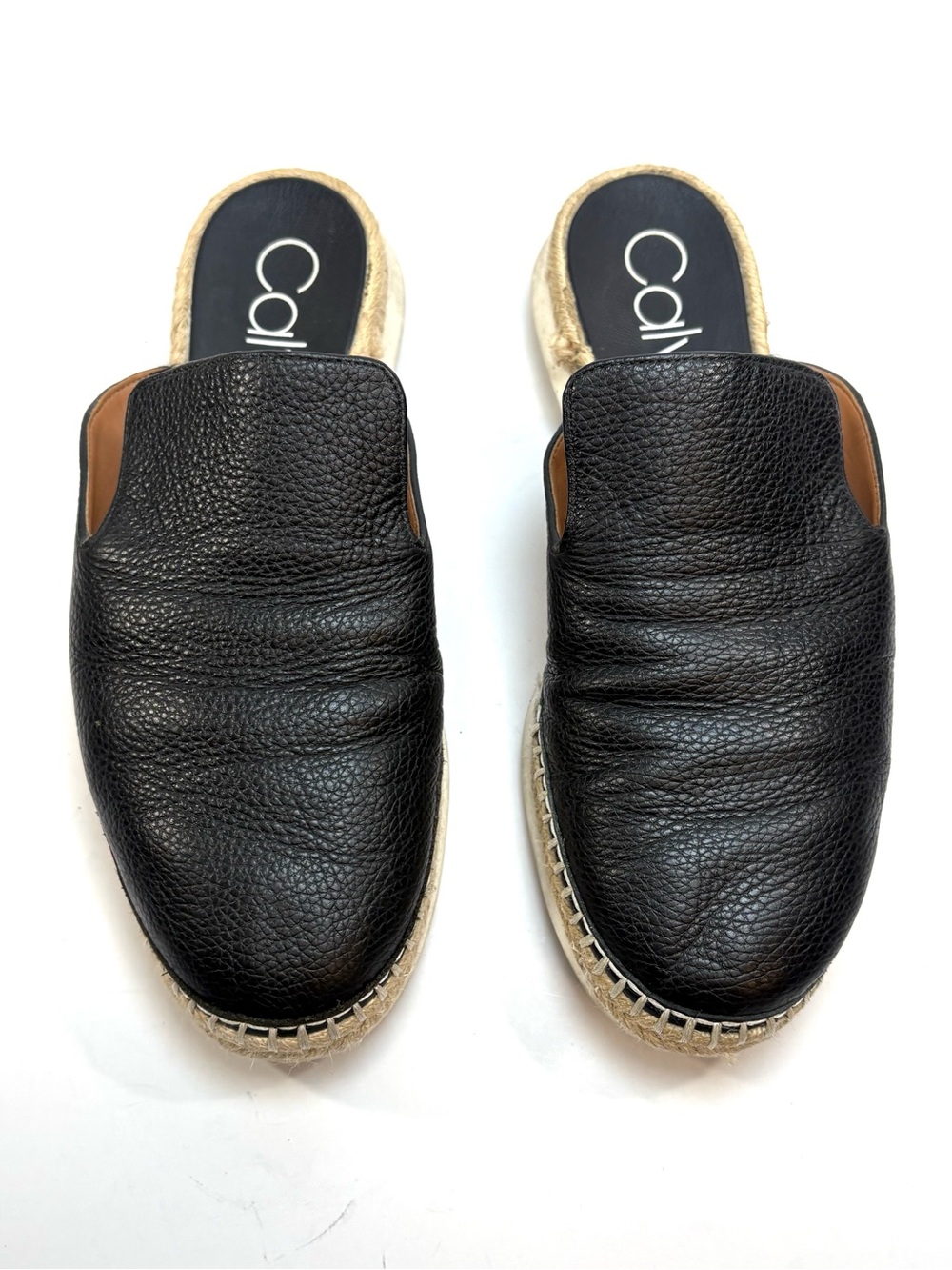 Calvin Klein Black Leather Slip-On Espadrille Mules | 7.5 - Picture 4 of 9